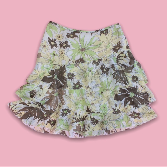 LOFT Silky Tiered Floral Above-Knee Summer Skirt - Picture 8 of 8